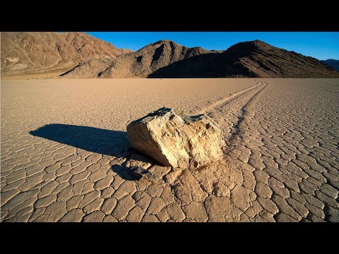 Sailing Stones of Racetrack Playa - Death Valley - Wandering, Trail Leaving Rocks of a Flat Basin