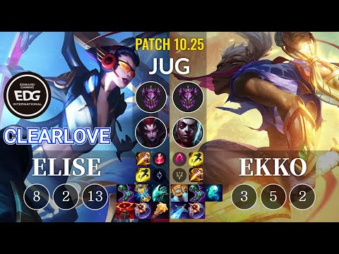 EDG Clearlove Elise vs Ekko Jungle - KR Patch 10.25