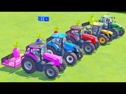 TRANSPORTING COLOR TRACTORS, FENDT, CLAAS, JCB, LAMBORGHINI, DACIA, AUDI, MERCEDES, FORD - FS22