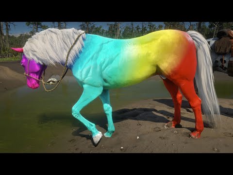 Arthur Morgan cought beautiful rainbow horse rdr 2 | 4K 60FPS
