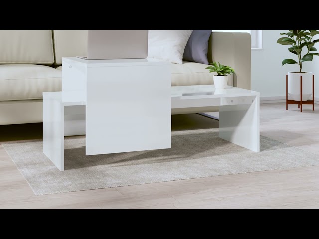 Vidéo teaser pour 802918 vidaXL Coffee Table Set High Gloss White 100x48x40 cm Engineered Wood