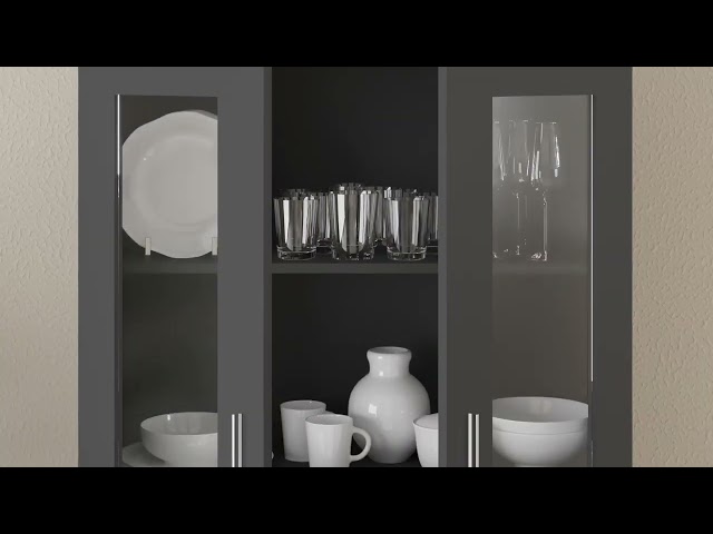 Video teaser for 802760 vidaXL Vitrine Cabinet Black 82,5x30,5x150 cm Engineered Wood