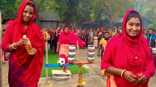 Shocking Everyone Village Girls Game Challenge | Reward if you shoot the ball above and get Ghati