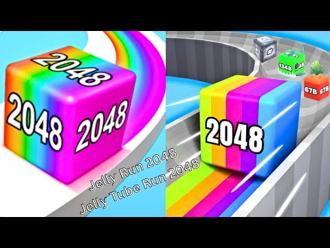 Jelly Run 2048 🍬 vs Jelly Tube Run 2048 🧊 | High Score 💥 | 16B → 33B → 67B →.... 2B vs 4M vs 32O 🎮
