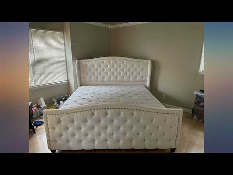 Jennifer Taylor Home Marcella Tufted Wingback Bed, King, Bright White review