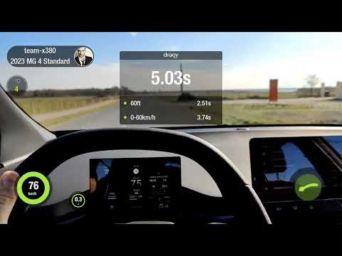 Accélération 0-100 km/h Sport Mode - Dragy - 2023 MG4 Standard LFP 170ch - 53% SoC