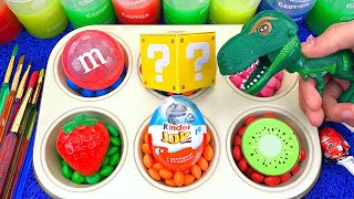 Satisfying Video l Color Tray with Lollipop Candy M&M & Colorful Glitter Slime Cutting ASMR