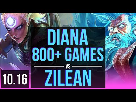 DIANA vs ZILEAN (MID) | 2.2M mastery points, 800+ games, Legendary | NA Grandmaster | v10.16