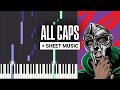 All Caps - MF DOOM - Piano Tutorial - Sheet Music & MIDI
