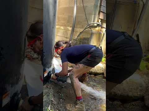 Replacing a valve on a full water tank! 🫣💦  -  🎥 @the_ladyplumber