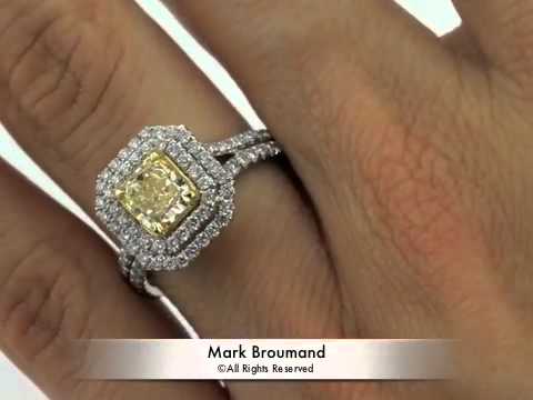 2.23ct Fancy Yellow Radiant Cut Diamond Engagement Anniversary Ring - Mark Broumand