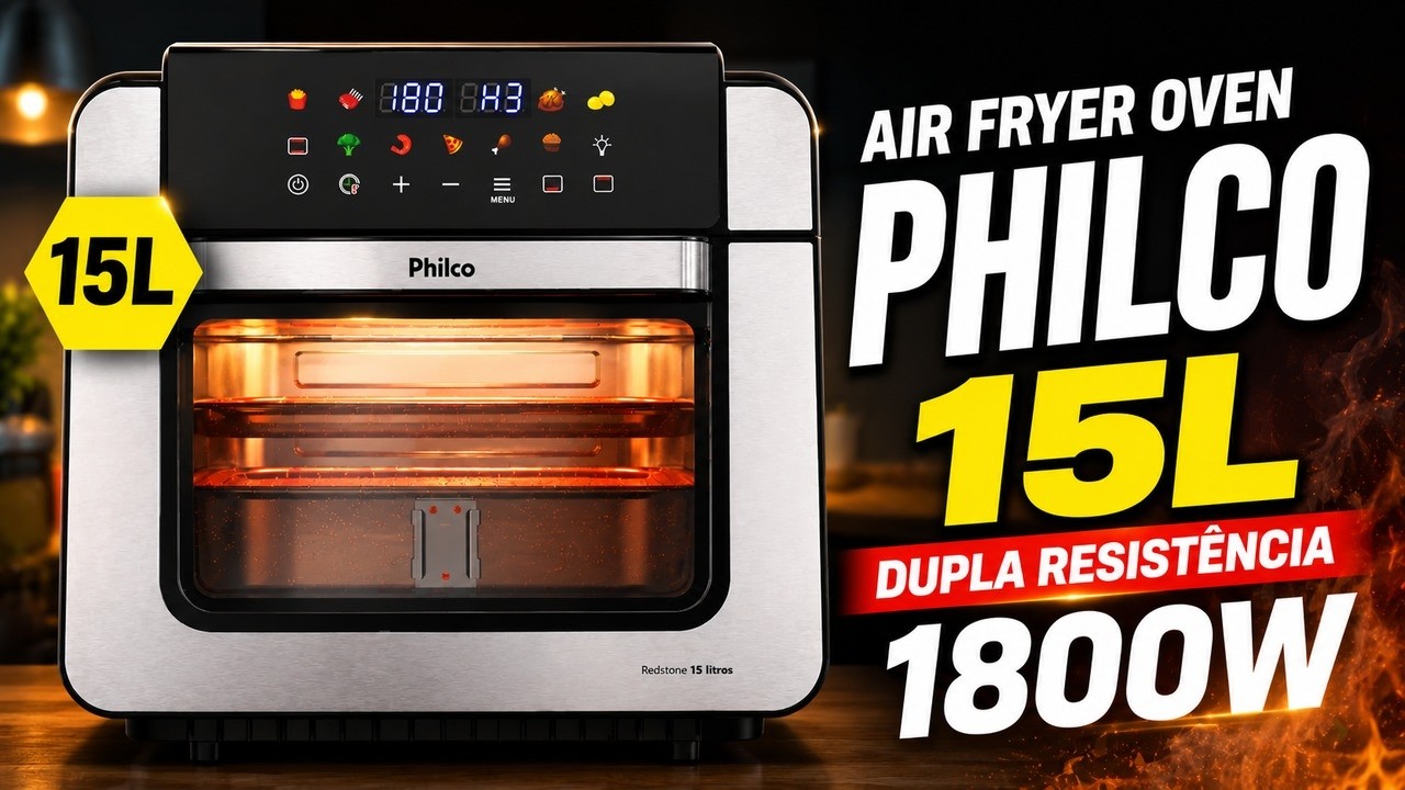Miniatura da avaliação em vídeo de Fritadeira Air Fryer Oven Philco PAF15B 15 Litros