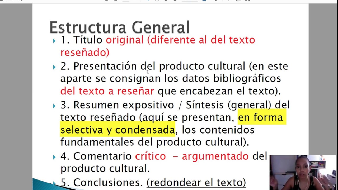 Estructura de la reseña crítica