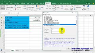 How to count the number of days except Sunday / weekends in Excel