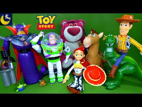 LOTS of NEW Toy Story Toys Villains Zurg Lotso Talking Woody Buzz Lightyear Unboxing Toy Video