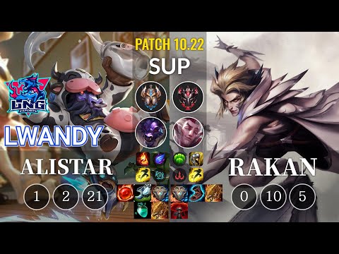 LNG lwandy Alistar vs Rakan Sup - KR Patch 10.22