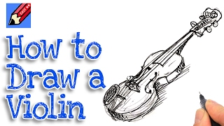 Learn how to draw a violin Real Easy | Step by Step with Easy - Spoken Instructions