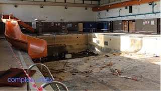 abandoned creepy leisure centre with masive pool