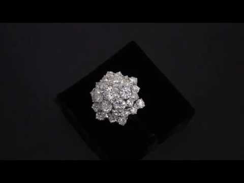 1950s Hexagonal Domed Diamond Cluster Ring M2482