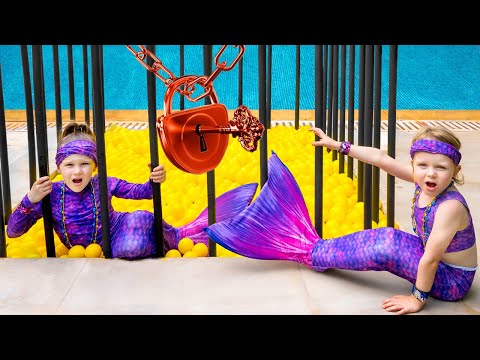 Stephi and Dasha - Siblings Mermaids Water Jail