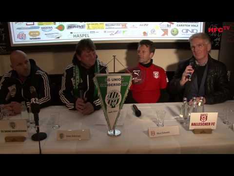 FSA Pokal 2016, Halbfinale: SG Union Sandersdorf - Hallescher FC | Pressekonferenz nach dem Spiel