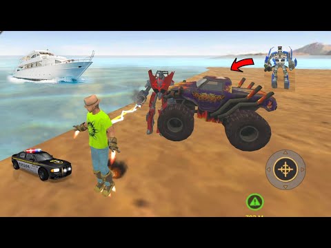 Vegas Crime Simulator (Monster Truck Collision from Angry Car Robot) #trending - Android Gameplay HD