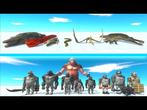 REPTILES Team vs MUTANT PRIMATES Team - Animal Revolt Battle Simulator ARBS