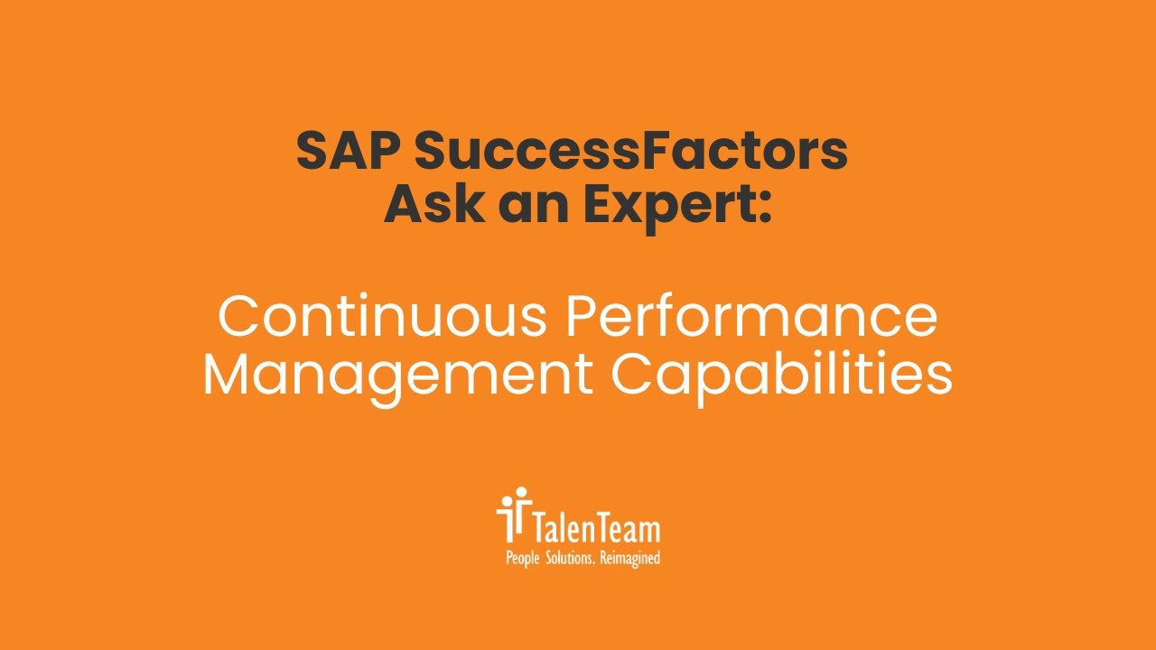 SAP SuccessFactors CPM: Guide to Continuous Performance Management