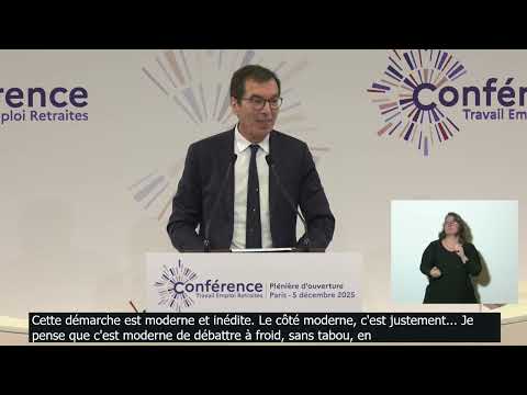 Vignette de la plénière d’ouverture de la Conférence Travail Emploi Retraites au CESE le 5 décembre 2025