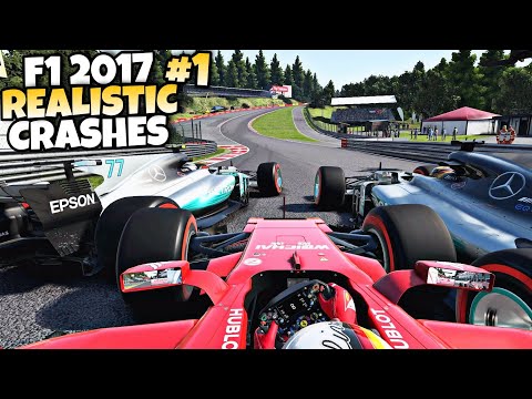 F1 2017 REALISTIC CRASHES #1