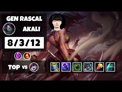Akali vs Lulu GEN Rascal TOP (8/3/12) - v11.8