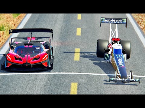 Bugatti Bolide GTR vs Top Fuel Dragster - Drag Race 10 KM