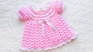 Download lagu Easy crochet dress or frock with puff sleeves to match baby cardigan VARIOUS SIZES Crochet for Baby mp3