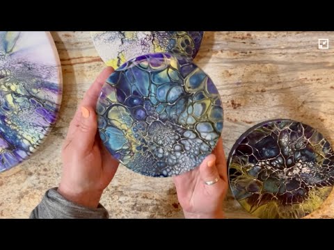 398. Part 2 of 3 Fluid Art on Lazy Susans! 4 Paintings In Under 30 Minutes!