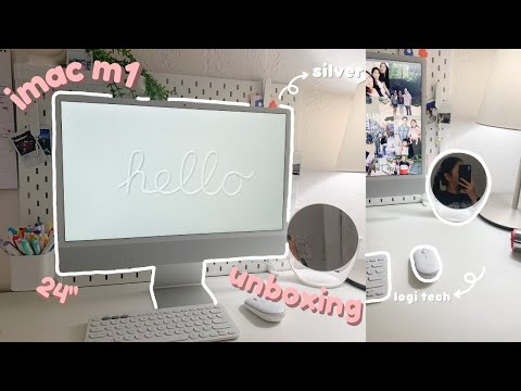 iMac M1 2021 silver unboxing + setup 🖥 📦