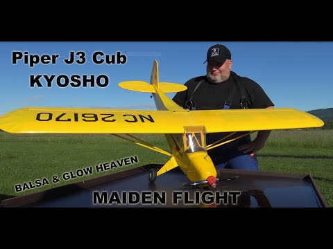 KYOSHO Piper J-3 Cub 50 EP 1800mm ARF with SAITO four stroke glow engine Maiden flight