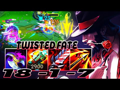 WILD RIFT TWISTED FATE ADC GAMEPLAY | 18 -1 -7 MVP |  TWISTED FATE  BUILD RUNES