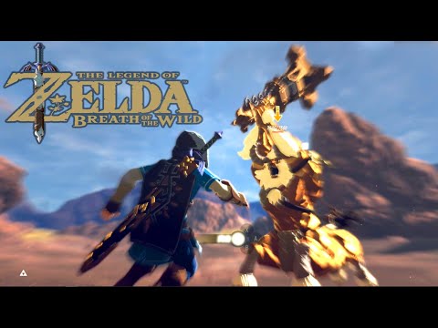 Fighting Gold Lynel in Legend of Zelda Breath of the Wild Master Mode.