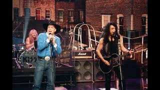 Kiss and Garth Brooks - Hard Luck Woman | The Tonight Show - 1994 (Best Quality)