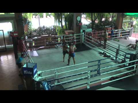 Pad work at Fairtex Muay Thai Training Camp in Pattaya Thailand
