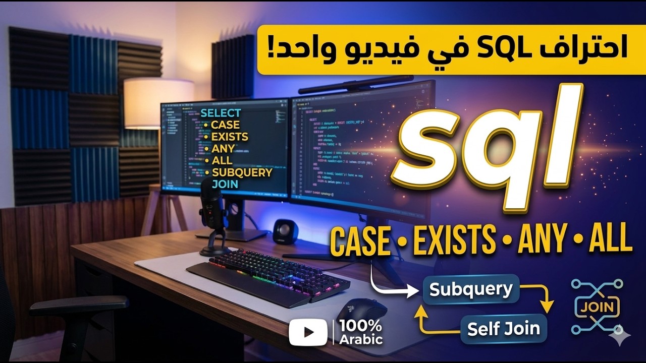 تعلم SQL CASE و EXISTS و ANY و ALL | شرح Subquery و Self Join في SQL بالعربي