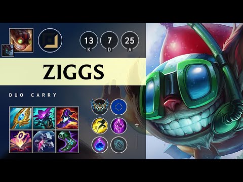 Ziggs Carry vs Jhin: Triple Kill, Dominating - EUW Challenger Patch 14.18