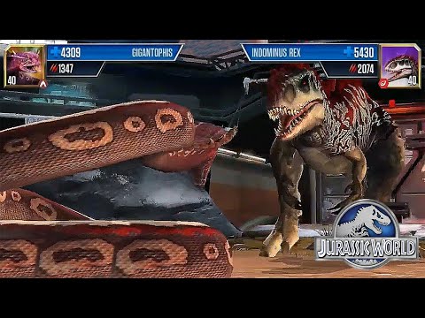GIGANTOPHIS VS INDOMINUS REX- CENOZOIC TOURNAMENT || JURASSIC WORLD THE GAME
