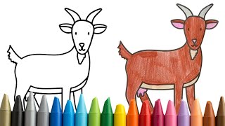 Coloring A Cute Goat | Kids Toddler Coloring Page Art Session | Color With Crayons | Farm Animal