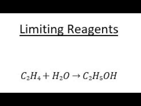 Limiting reagent: 𝐶2𝐻4 + 𝐻2𝑂 → 𝐶2𝐻5𝑂𝐻. (ethene + 𝑊𝑎𝑡𝑒𝑟 → 𝐸𝑇𝐻𝐴𝑁𝑂𝐿)