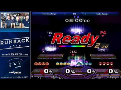 Runback Doubles Losers Quarters - Tai/dizzkidboogie (Red) vs Saiko/Prinny (Blue)