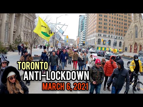 Anti-lockdown Protest, Downtown, Toronto,Canada, Saturday March 6, 2021