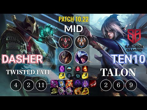SHG Dasher Twisted Fate vs SB Ten10 Talon Mid - KR Patch 10.22