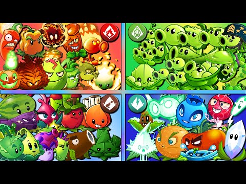 PvZ 2 Tournament 4 Team Plants FIRE x PEA x PULT x ELECTRIC - Who Will Win?