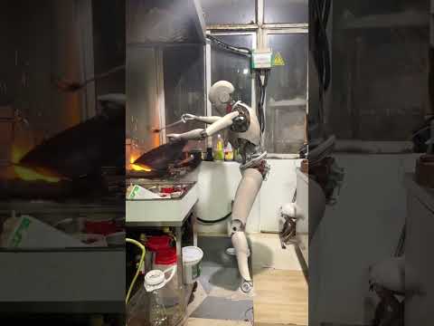 机器人疯癫式炒菜你吃得下吗？ #Ai生成视频仅供娱乐 #中国农村 #中国乡村